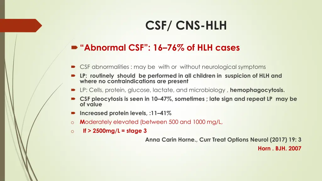 csf cns hlh