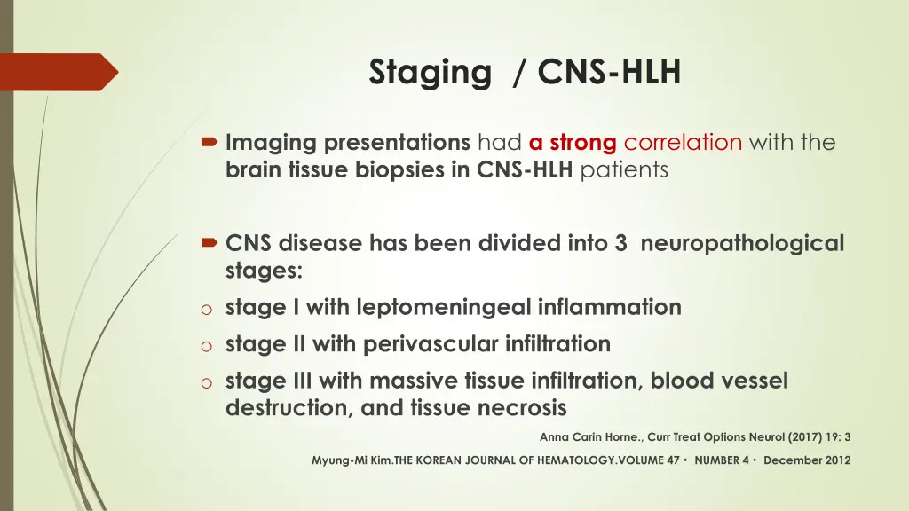 staging cns hlh