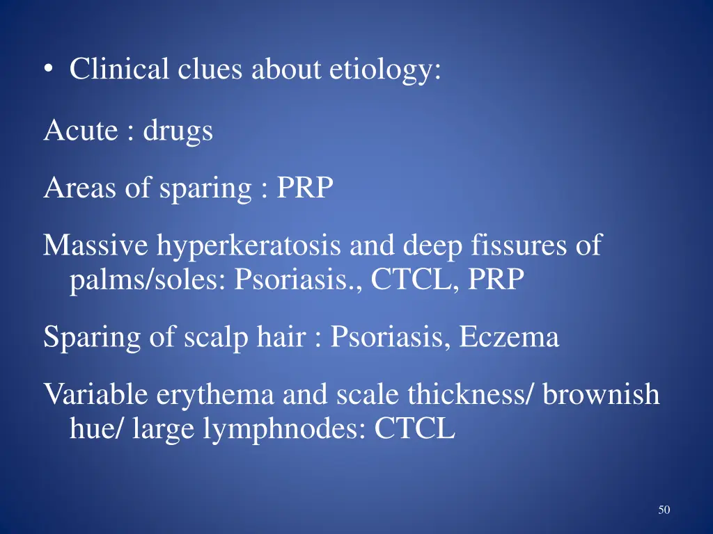 clinical clues about etiology