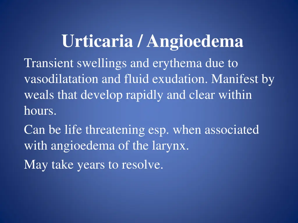 urticaria angioedema transient swellings