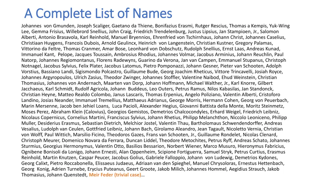 a complete list of names a complete list of names