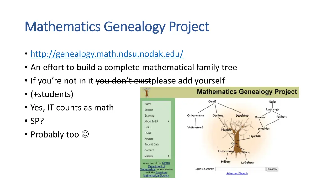 mathematics genealogy project mathematics