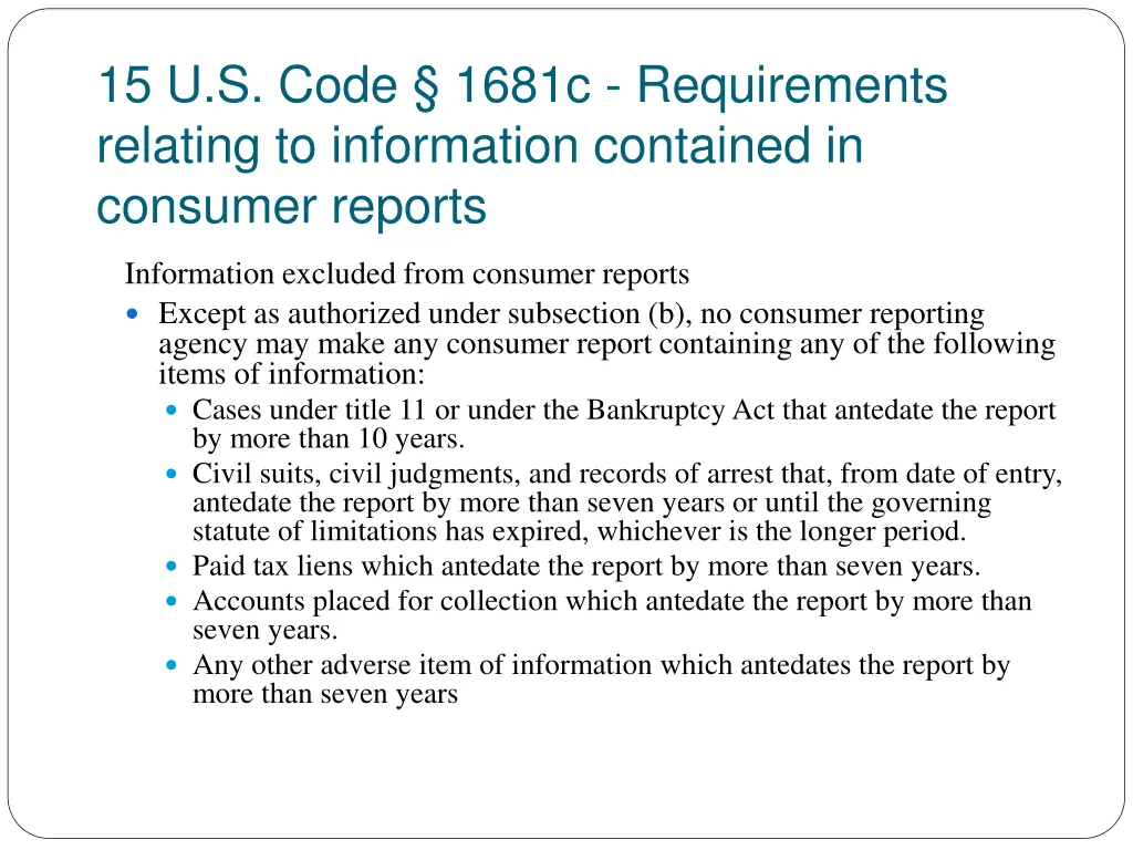 15 u s code 1681c requirements relating