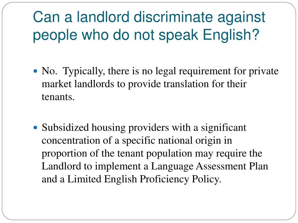 can a landlord discriminate against people