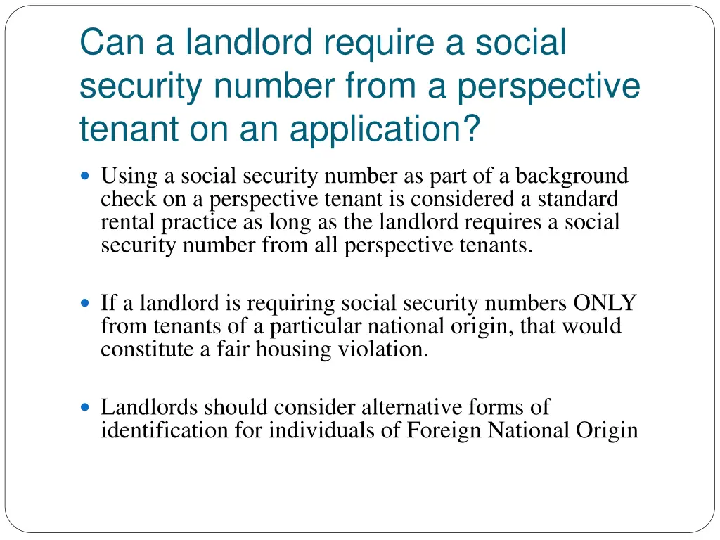 can a landlord require a social security number