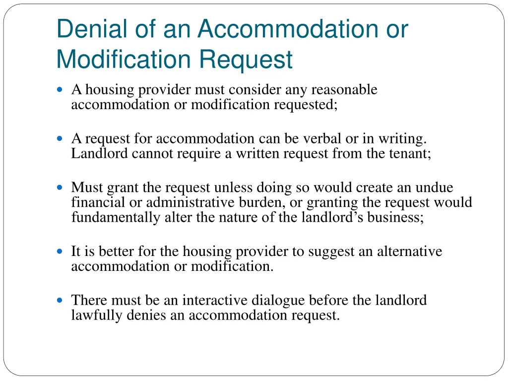 denial of an accommodation or modification