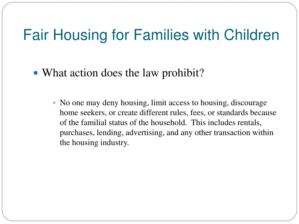 fair housing for families with children 1