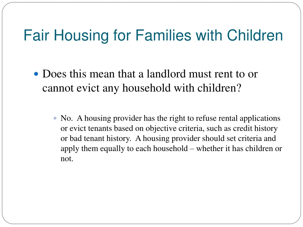 fair housing for families with children 2