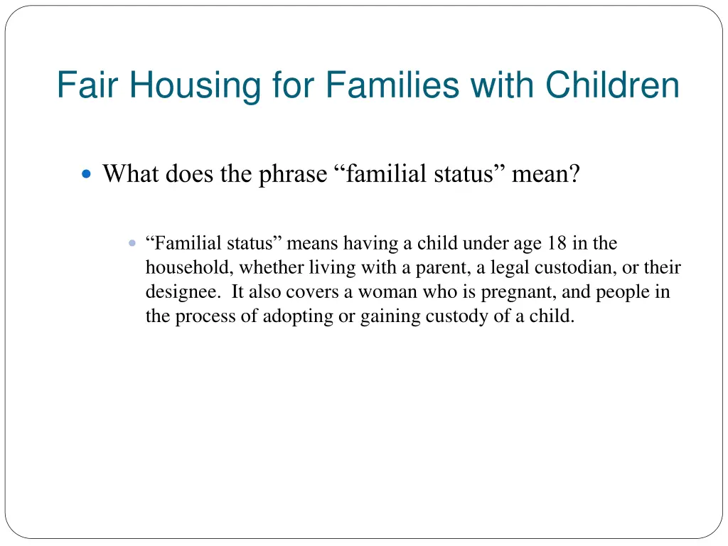 fair housing for families with children