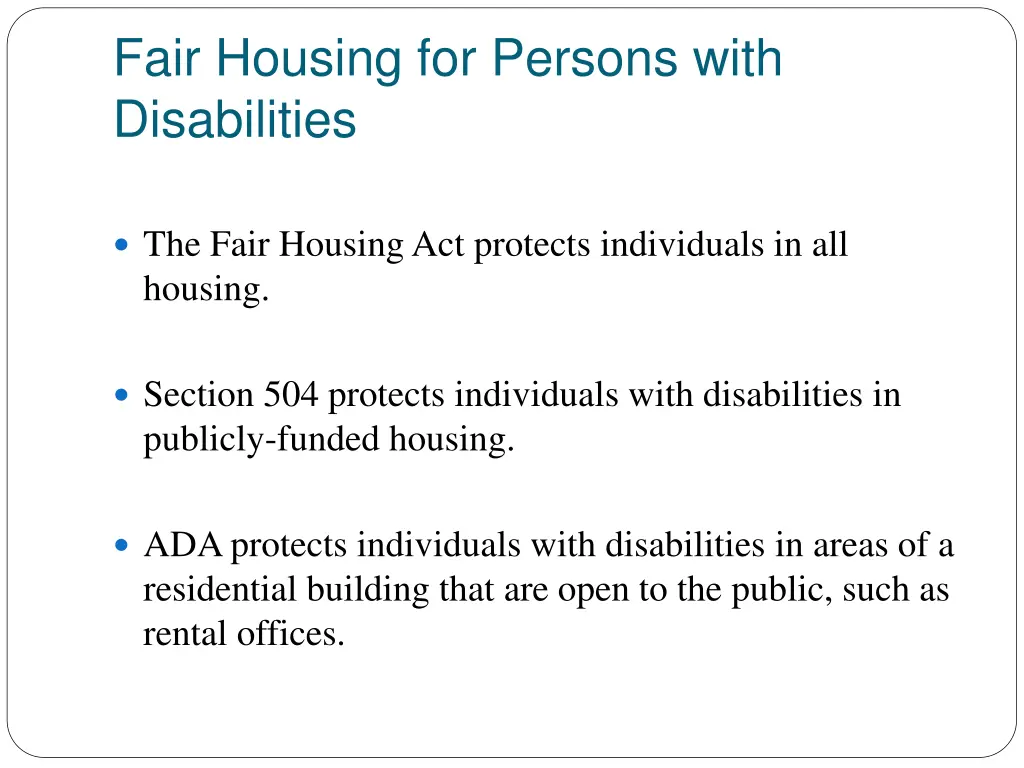 fair housing for persons with disabilities