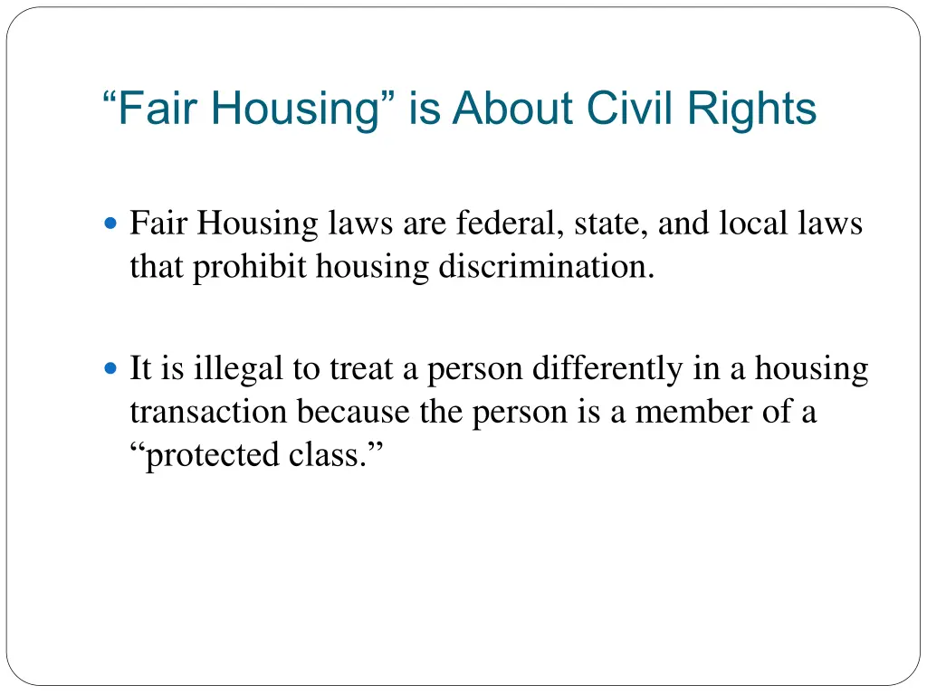 fair housing is about civil rights