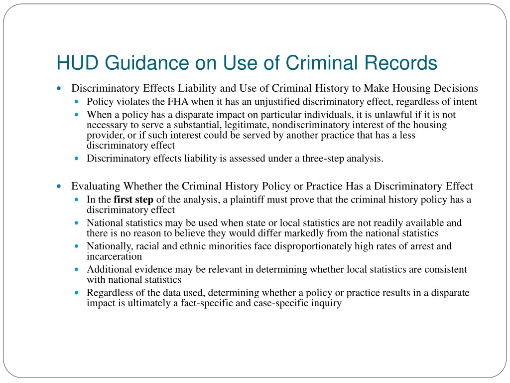 hud guidance on use of criminal records