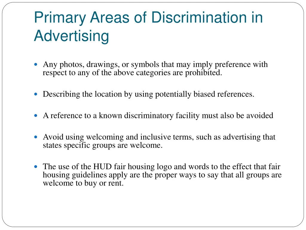 primary areas of discrimination in advertising 1