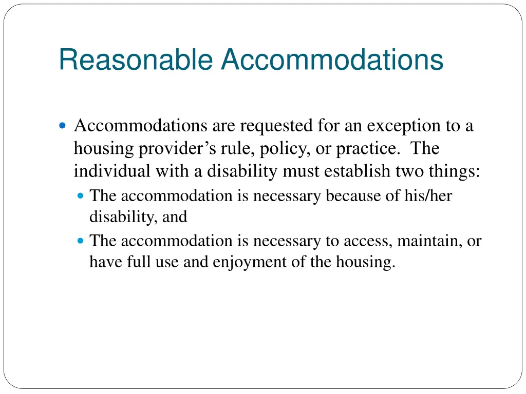 reasonable accommodations