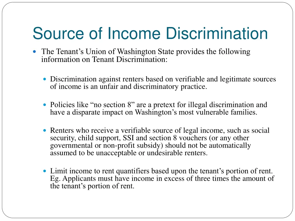 source of income discrimination