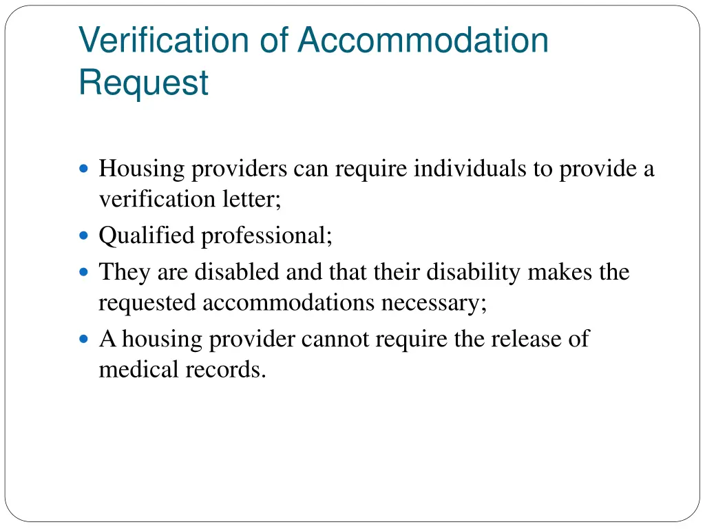 verification of accommodation request