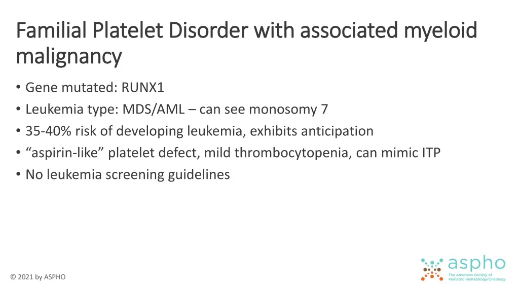 familial platelet disorder with associated