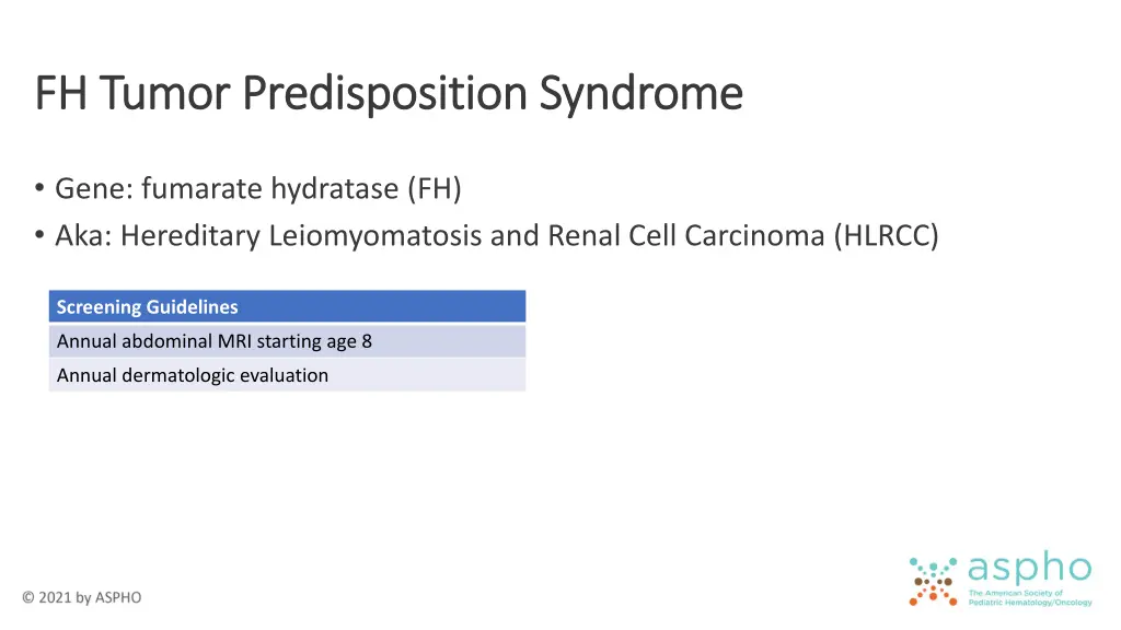 fh tumor predisposition syndrome fh tumor