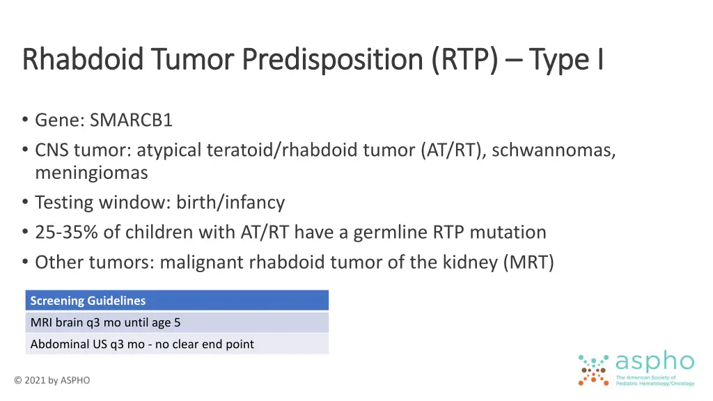 rhabdoid tumor predisposition rtp rhabdoid tumor