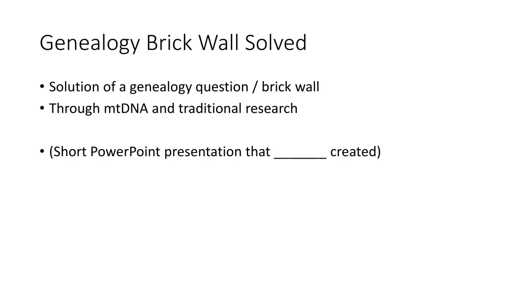 genealogy brick wall solved