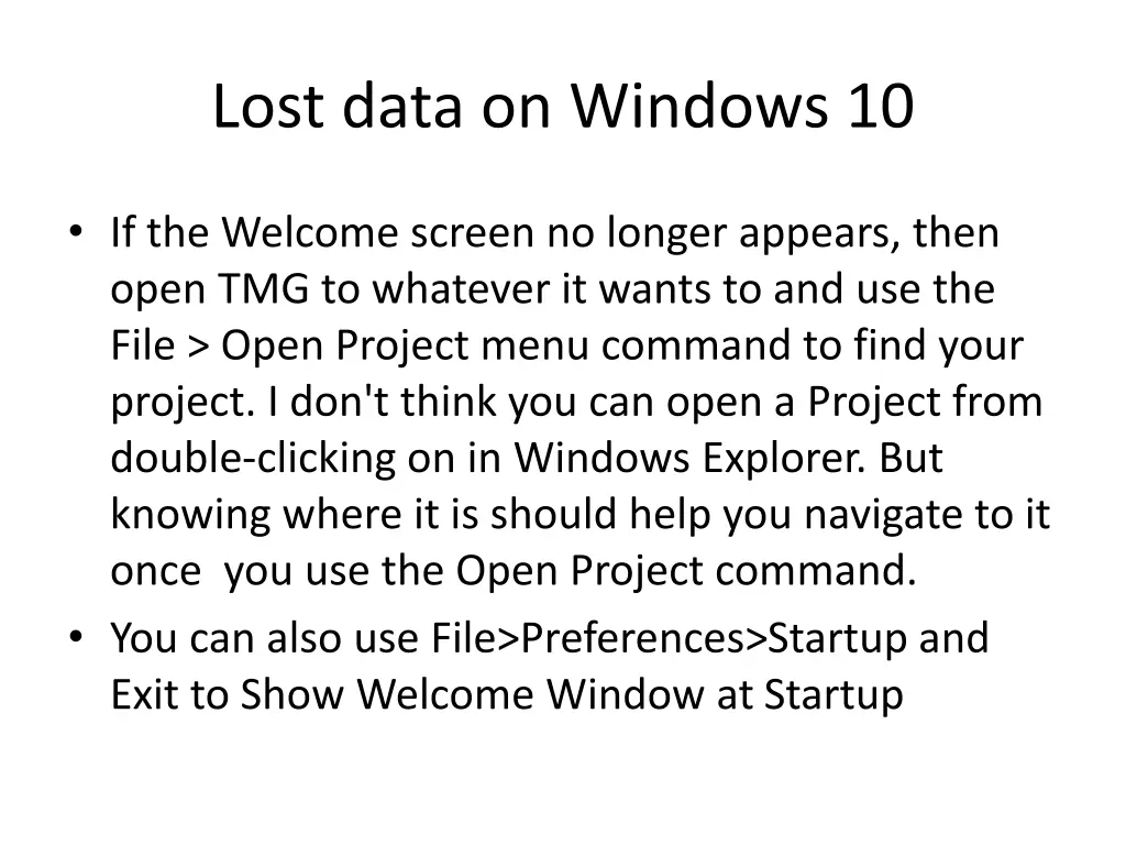 lost data on windows 10 1