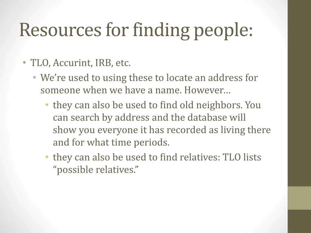 resources for finding people