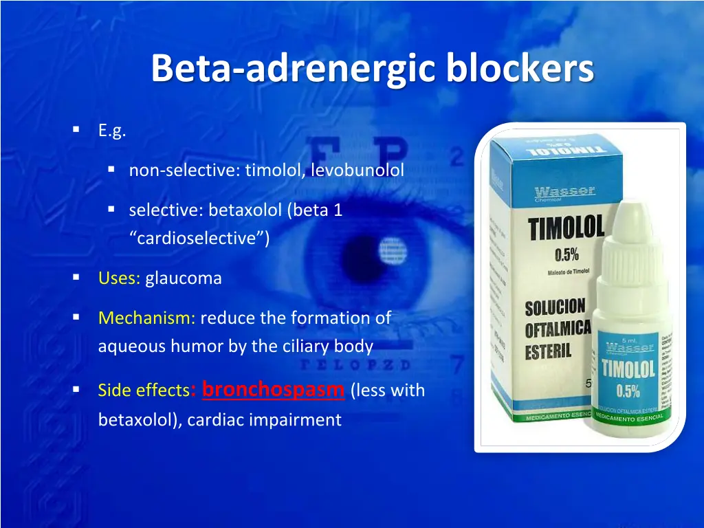 beta adrenergic blockers