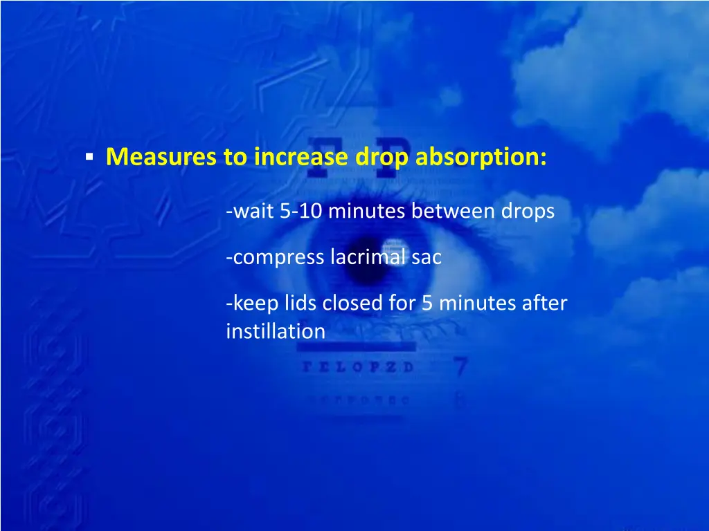 measures to increase drop absorption