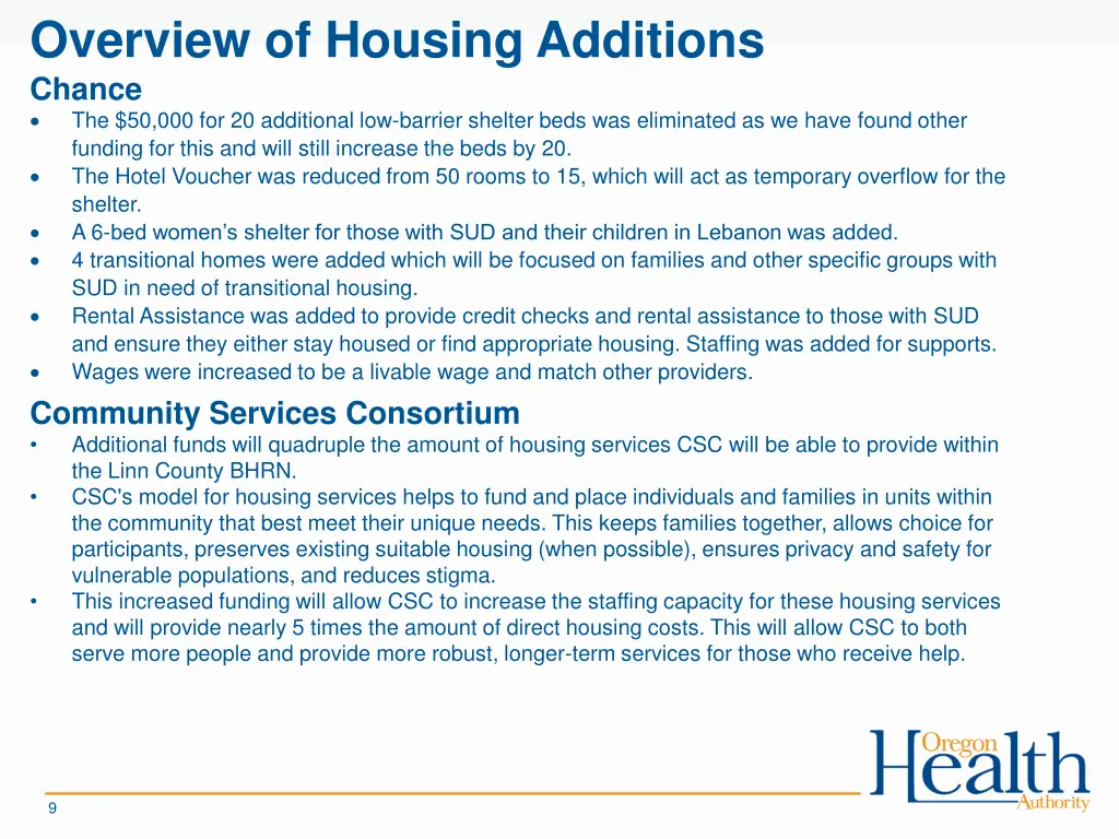 overview of housing additions chance