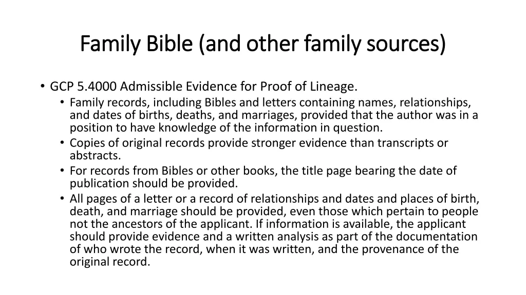 family bible and other family sources family