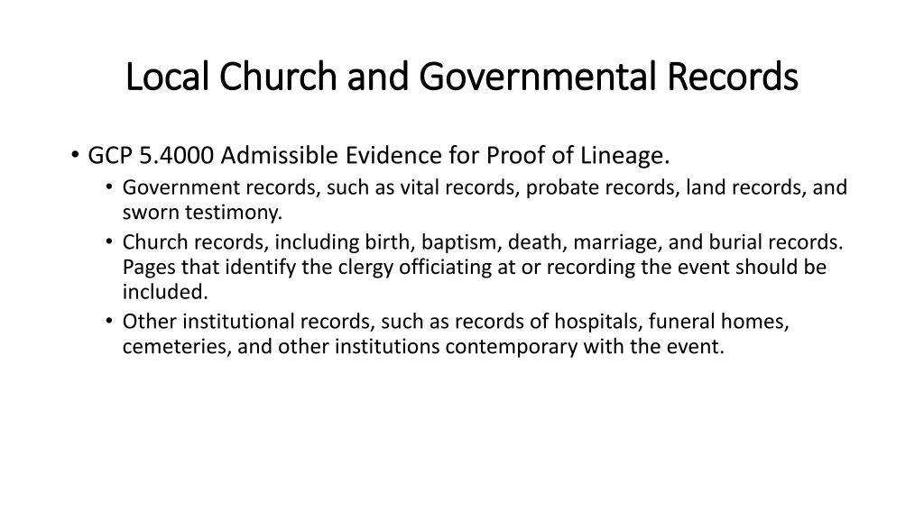 local church and governmental records local