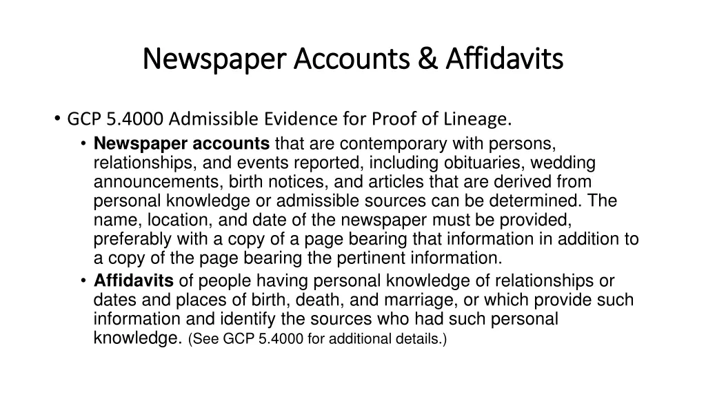 newspaper accounts affidavits newspaper accounts