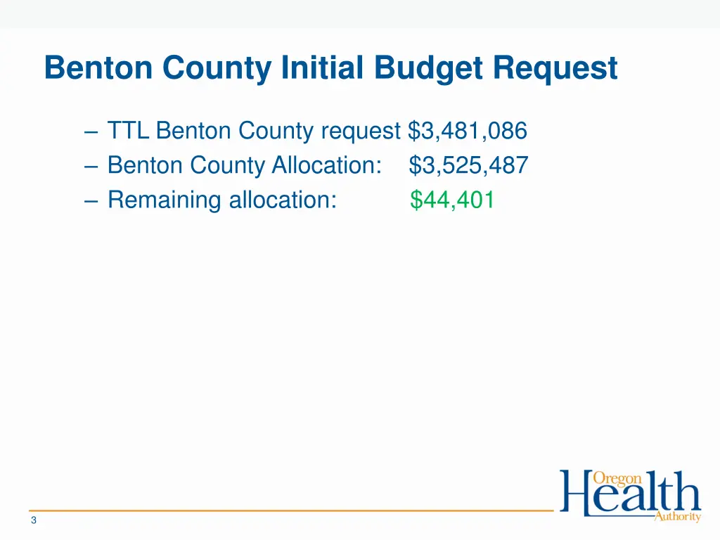 benton county initial budget request