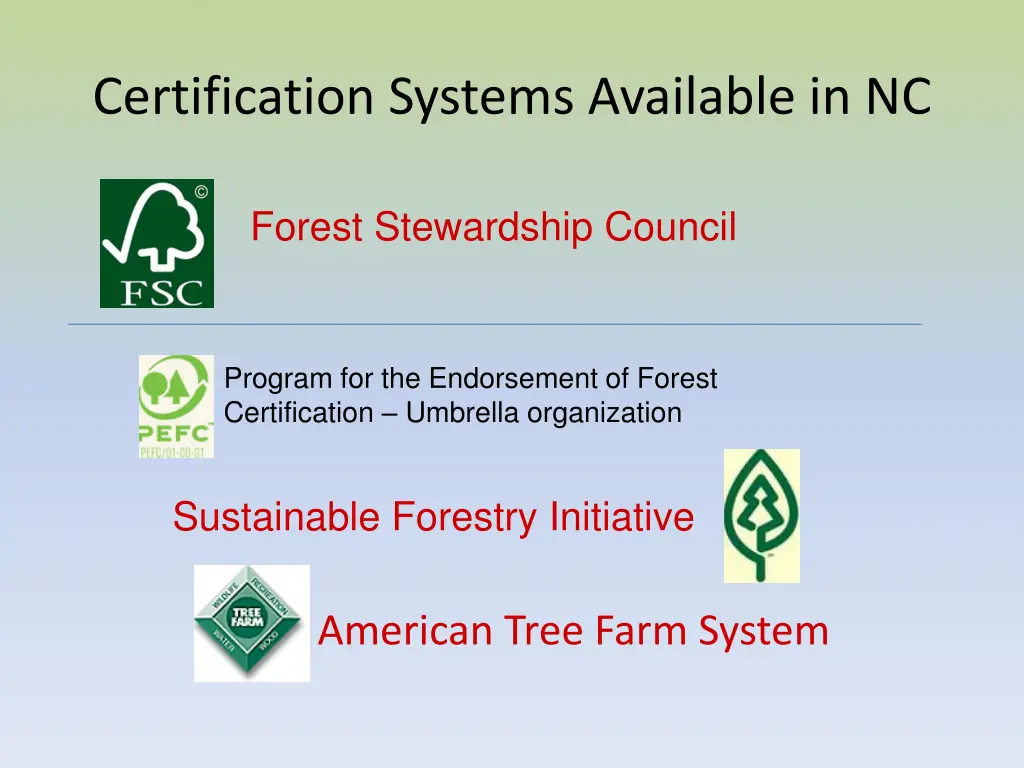 certification systems available in nc