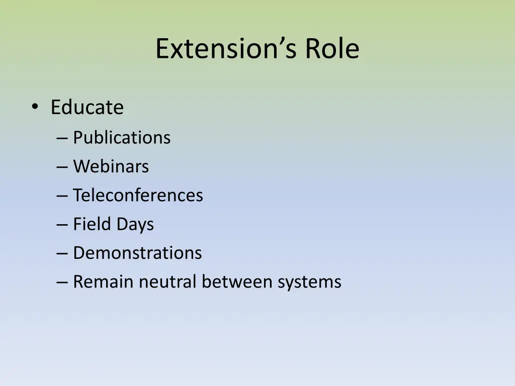 extension s role