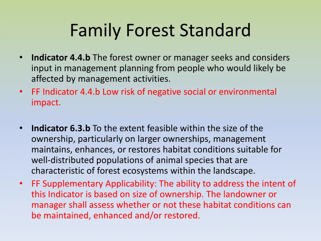 family forest standard