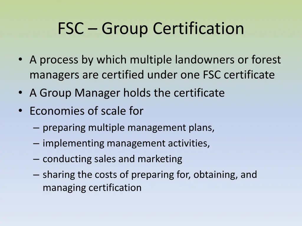 fsc group certification