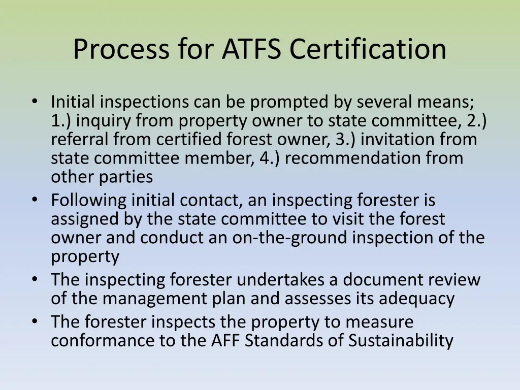 process for atfs certification