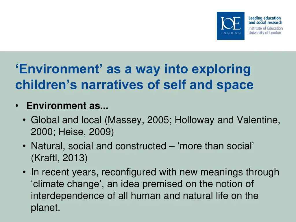 environment as a way into exploring children 1