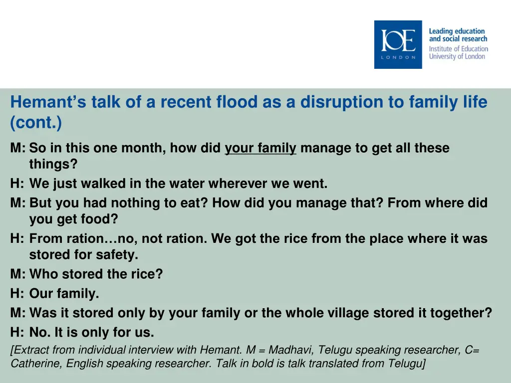 hemant s talk of a recent flood as a disruption 1