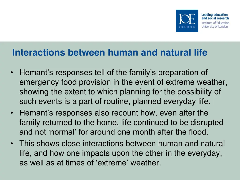 interactions between human and natural life