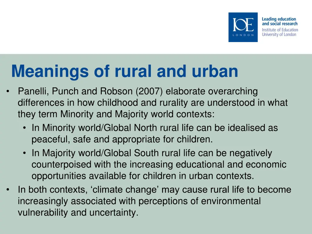 meanings of rural and urban panelli punch