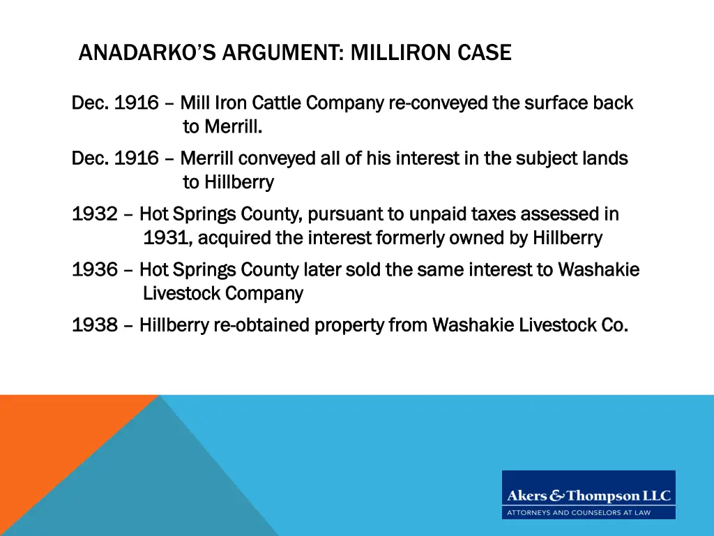 anadarko s argument milliron case 1