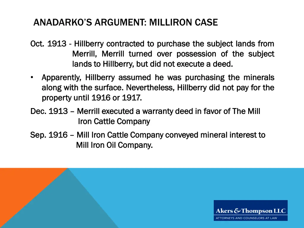 anadarko s argument milliron case