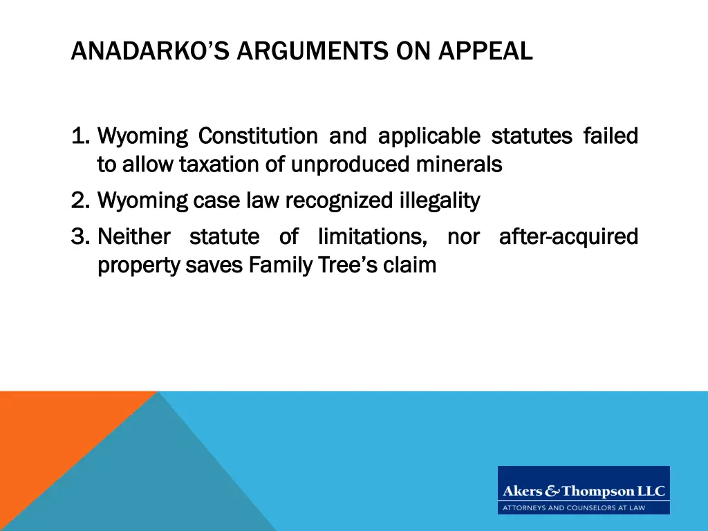 anadarko s arguments on appeal