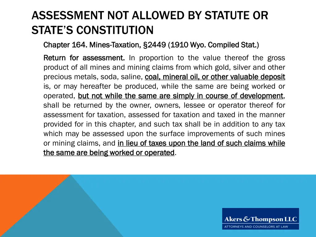 assessment not allowed by statute or state 1