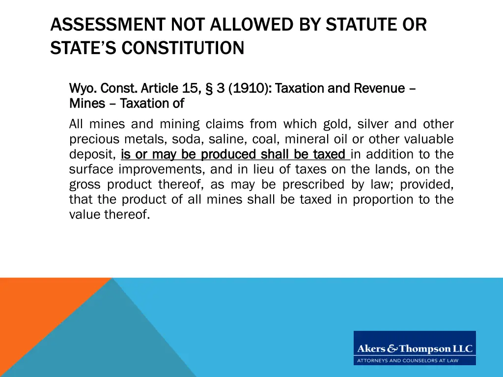 assessment not allowed by statute or state