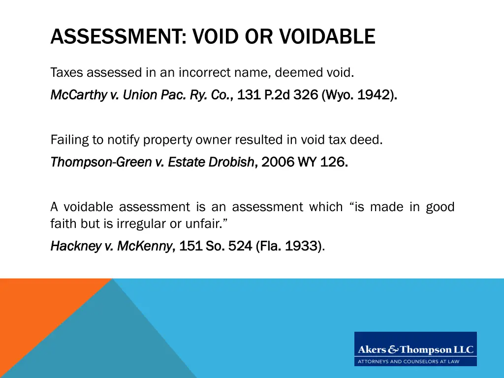 assessment void or voidable