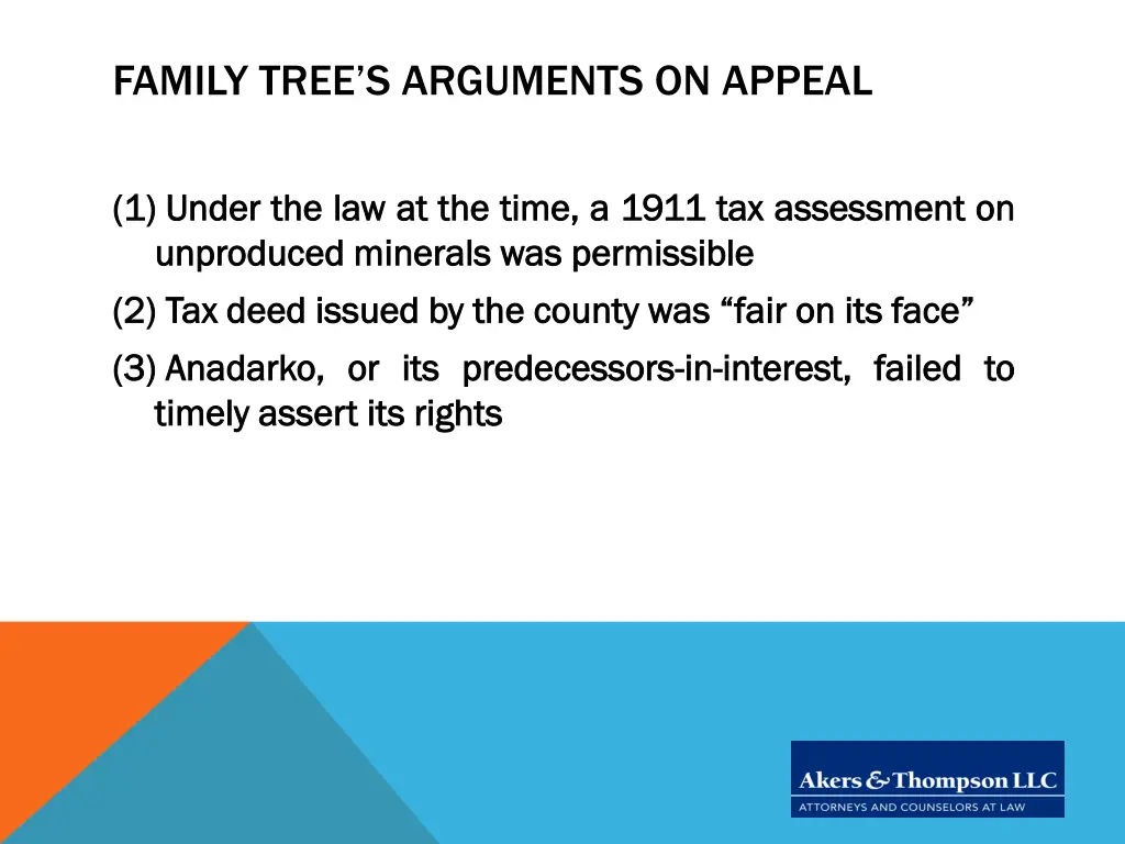 family tree s arguments on appeal