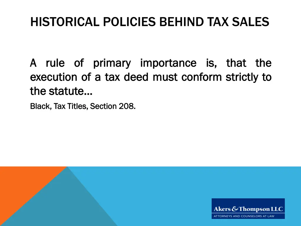 historical policies behind tax sales